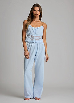 front Ensemble pyjama débardeur et pantalon long en lyocell et coton avec taille en dentelle
