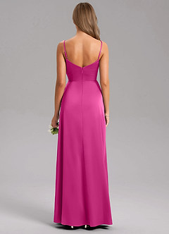 Azazie Azuree Bridesmaid Dresses Fuchsia A-Line Pleated Stretch Satin Dress image8