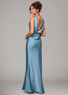 Azazie Rylina Bridesmaid Dresses Steel Blue Mermaid Stretch Satin Dress image4