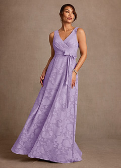 Azazie Luanne Mère de la mariée Robes Robe Trapèze en Blumen-Burnout Plissée Lilas image1