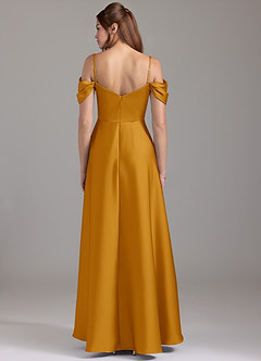 Azazie Marley Bridesmaid Dresses Butterscotch A-Line Off the Shoulder Stretch Satin Convertible Dress image5