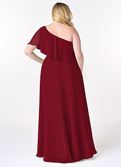 Azazie Lizzy Bridesmaid Dresses Burgundy A-Line One Shoulder Chiffon Dress image9