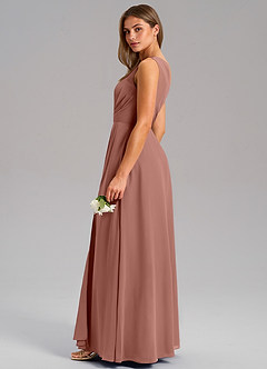Azazie Phaedra Bridesmaid Dresses Cedar Rose A-Line One Shoulder Chiffon Dress image6