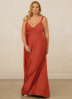 Christian Siriano Bridal for Azazie 1001 Bridesmaid Dresses Rust A-Line Sweetheart Neckline Stretch Satin Dress image15