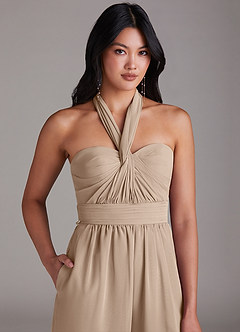 Azazie Lamara Brautjungfernkleider Wandelbar Schulterfrei Chiffon Overall/Jumpsuit Taupe image9