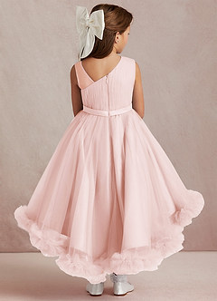 Azazie Lottie Final Sale Agave A-Line One Shoulder Satin Dress image3