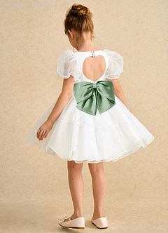 Azazie Debbie Flower Girl Dresses Ivory Matcha Ball-Gown Sweetheart Neckline Organza Dress image9