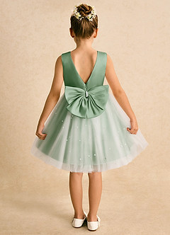 Azazie Esme Flower Girl Dresses Matcha Ball-Gown Bow Tulle Dress image8