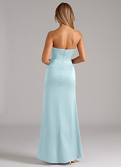Azazie Johana Bridesmaid Dresses Cloud Blue Mermaid Off the Shoulder Stretch Satin Convertible Dress image7