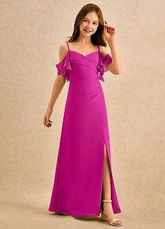Azazie Pippy Girls Formal Flower Girl Dresses Fuchsia A-Line Sweetheart Neckline Chiffon Dress image5