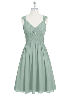 Azazie Angie Bridesmaid Dresses Agave A-Line Corset Chiffon Dress image7
