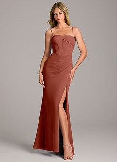 Azazie Chantel Bridesmaid Dresses Auburn Sheath Strapless Chiffon Convertible Dress image5