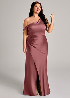 Azazie Madelyn Bridesmaid Dresses Amethyst Mermaid One Shoulder Stretch Satin Convertible Dress image13