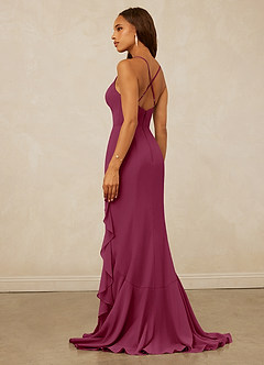 Christian Siriano Bridal for Azazie 1006 Brautjungfernkleider Meerjungfrau-Linie Gestreift Chiffon Kleid Maulbeerrot image2