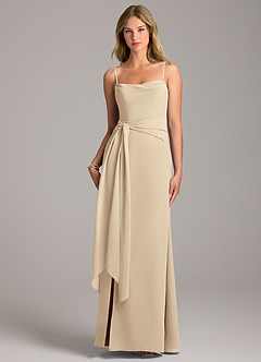 Azazie Tahlia Bridesmaid Dresses Champagne A-Line with Belt Chiffon Dress image5