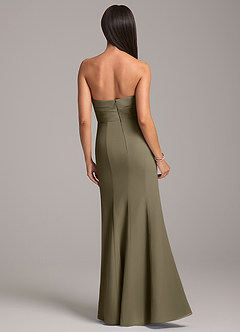 Azazie Yola Bridesmaid Dresses Willow Green Sheath Pleated Chiffon Convertible Dress image6