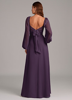 Azazie Annistyn Brudtärnklänningar Klänning av A-Linje i Chiffong Långärmad Plommon image7