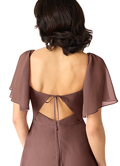 Azazie Chloe Bridesmaid Dresses Espresso A-Line Sweetheart Neckline Chiffon Dress image3
