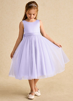 Azazie Winnie vestidos de niña de las flores Vestido de Lila de Tul de Princesa con Lazo image2