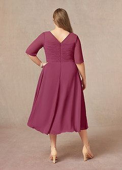 Azazie Naomi Mother of the Bride Dresses Mulberry A-Line Boatneck Pleated Chiffon Dress image2