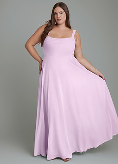 Azazie Shaude Bridesmaid Dresses Frosted Lilac A-Line Pleated Chiffon Dress image6