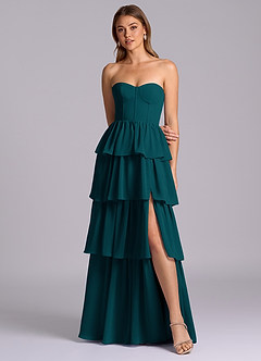 Azazie Faye Bridesmaid Dresses Pine A-Line Sweetheart Neckline Chiffon Dress image4