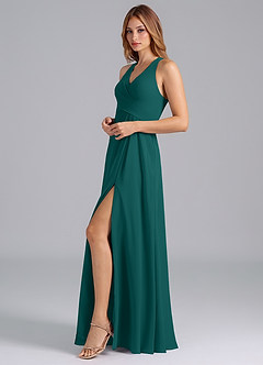 Azazie Dorota Bridesmaid Dresses Peacock A-Line Pleated Chiffon Dress image5