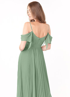 Azazie Lyney Vestidos de damas de honor Vestido de Matcha de Gasa de Corte en A con Vestidos sin tirantes image5