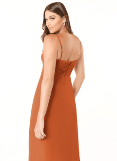 Azazie Justina Abiti da Damigella Abito A-Line in Chiffon Scollo a Cuore Cannella image6