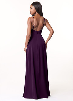 Azazie Brielle Bridesmaid Dresses Grape A-Line Cowl Spaghetti Straps Stretch Satin Dress image2