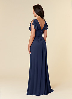 Azazie Reneya Mother of the Bride Dresses Dark Navy A-Line Pleated Mesh Dress image7
