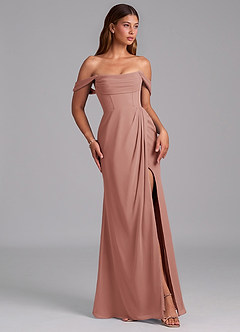 Azazie Johana Jurken voor bruidsmeisjes Converteerbaar Jurk van Chiffon met Zeemeermin Off the Shoulder Ceder Roos image6