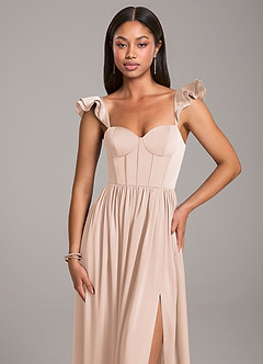 Azazie Denisse Bridesmaid Dresses Blushing Pink A-Line Ruched Stretch Satin Dress image6
