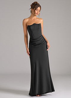 Azazie Debby Bridesmaid Dresses Black Mermaid Strapless Stretch Satin Convertible Dress image3