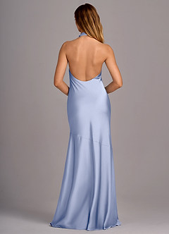 Azazie Lorena Bridesmaid Dresses Ice Mermaid Pleated Stretch Satin Dress image2