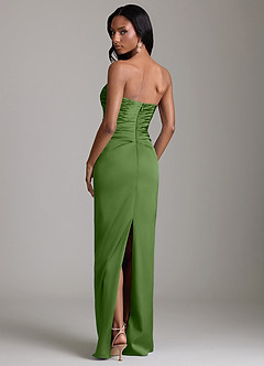 Azazie Sonora Vestidos de damas de honor Vestido de Albahaca de Satén Elástico de Corte Recto con Sin tirantes image7