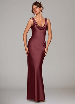 Azazie Rylina Final Sale Merlot Mermaid Stretch Satin Dress image3