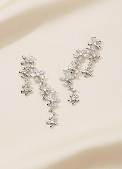 front Blooming Flower Rhinestone Long Necklace