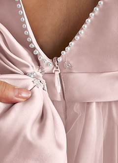 Azazie Cookie Flower Girl Dresses Blushing Pink A-Line Bow Tulle Dress image5