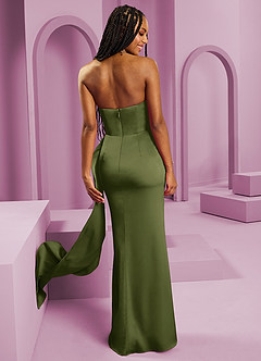 Barbie ♥ Azazie Bridesmaid Dresses Olive Sheath Strapless Stretch Satin Convertible Dress image2