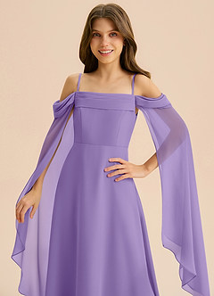 Azazie Moana Junior Linia A Pofałdowany Szyfon Długość podłogi Młodsza druhna Sukienka image7