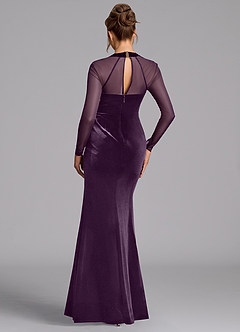 Azazie Megan Bridesmaid Dresses Grape Mermaid Long Sleeve Mesh Dress image2