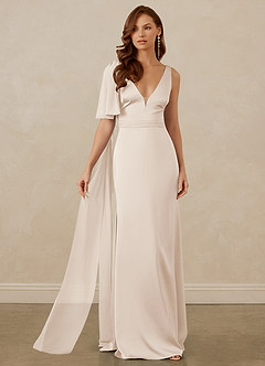 Christian Siriano Bridal for Azazie 1011 Bridesmaid Dresses White Alabaster Mermaid Bow Stretch Satin Dress image6