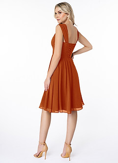 Azazie Angie Bridesmaid Dresses Paprika A-Line Corset Chiffon Dress image5