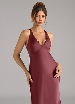 Azazie Tianna Bridesmaid Dresses Desert Rose A-Line Stretch Satin Dress image7