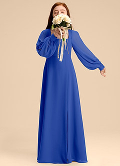 Azazie Bondi Junior Abito A-Line in Chiffon Blusa Blu Reale image1