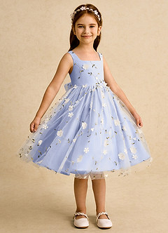 Azazie Bean Robe Demoiselle D'honneur Fillette Robe Princesse en Tulle Sans manches Eis image4