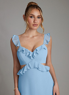 Azazie Malaya Bridesmaid Dresses Powder Blue A-Line Corset Chiffon Dress image3