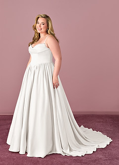 Barbie ♥ Azazie Abiti da Sposa Abito Principessa in Raso Elasticizzato Scollo a Cuore Bianco Diamante image7
