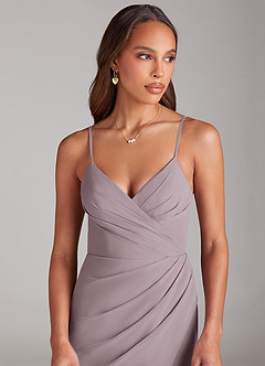 Azazie Maci Bridesmaid Dresses Dusk Sheath Pleated Chiffon Dress image5